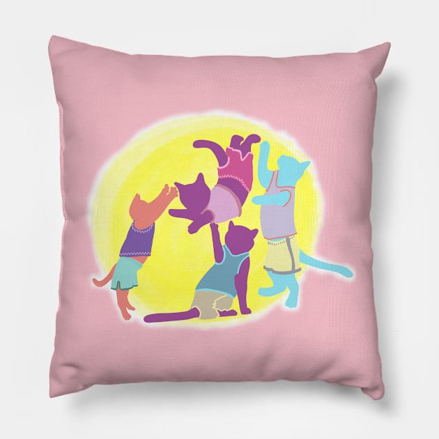 Tumble Kitties Pillow by ElsewhereArt