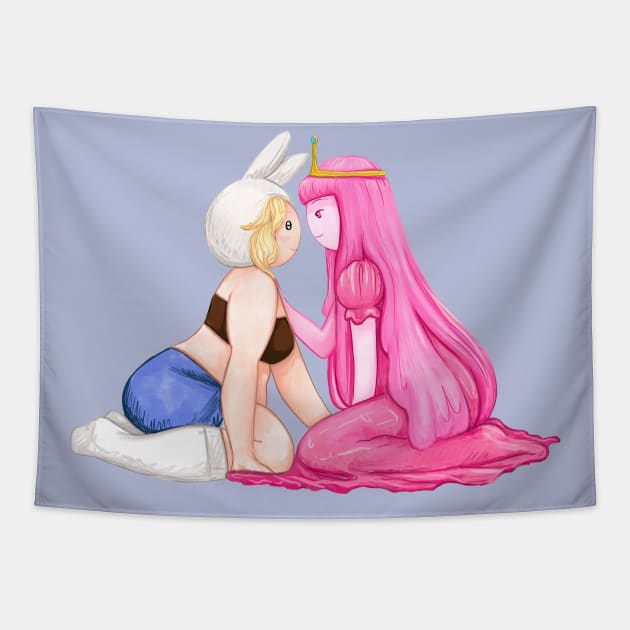 Brave knight, Princess Bubblegum and Fionna, Adventure Time / Fionna and Cake fan art Tapestry by art official sweetener