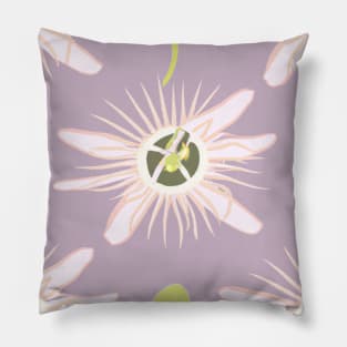 White Blossoms on a Purple Background Pillow