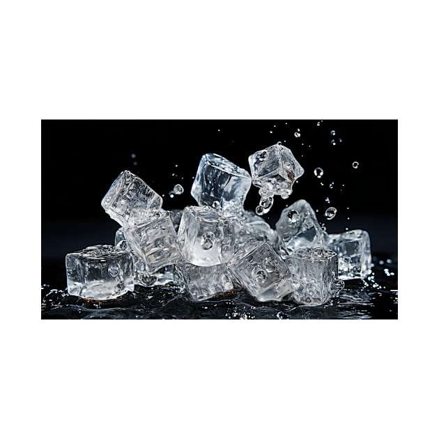 Ice Cubes on a Black Background by Chris Castler