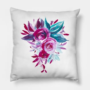 Pink blush rose bouquet, watercolor Pillow