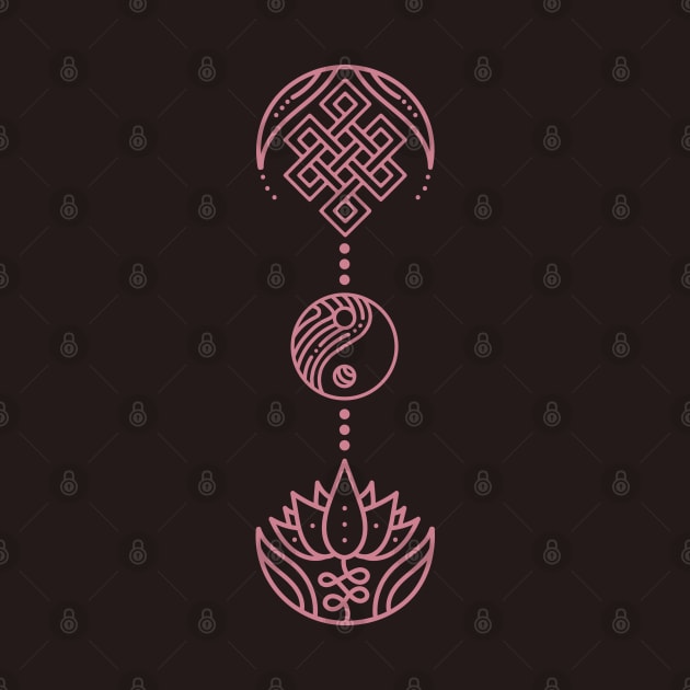 Spiritual Symbols - Yin Yang - Lotus - Unalome - Pink by HalfPastStarlight