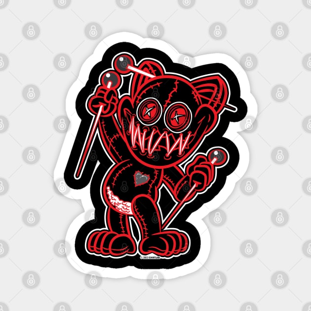 VooDoo Kitty Cat in black and red Magnet by eShirtLabs
