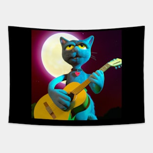 Cat playing guitar 3D Tapestry