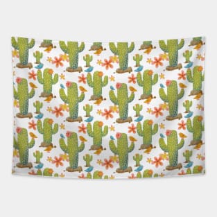 Cactus and Bird Pattern Tapestry