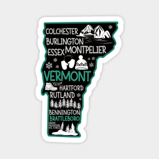 Vermont Brattleboro cute map Rutland Bennington Essex Colchester Hartford Magnet