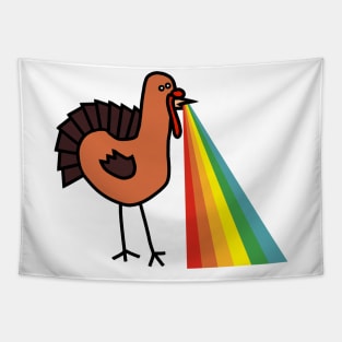 Animals with Rainbow Puke Thanksgiving Turkey Tapestry
