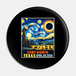 Fort Worth Texas Total Solar Eclipse 2024 Starry Night Pin