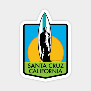 Santa Cruz California Surfer Statue Bill Lidderdale Sticker Sunset Green Magnet