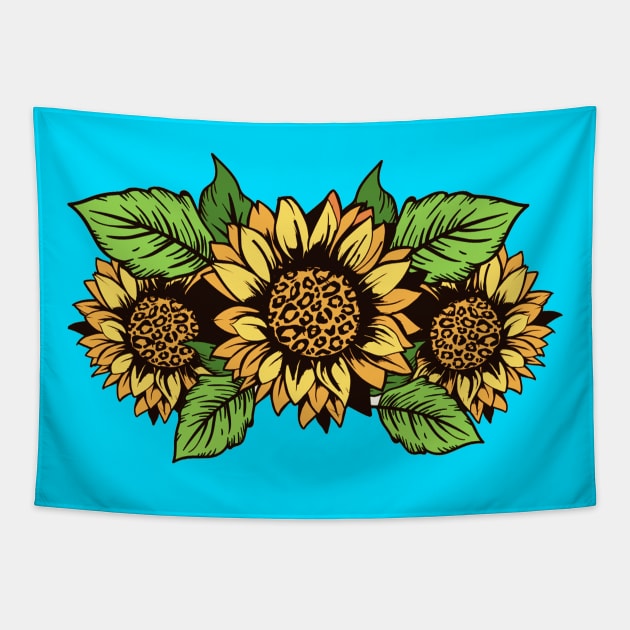 Cute Beautiful Yellow Sunflower Floral Artwork Tapestry by Artistic muss