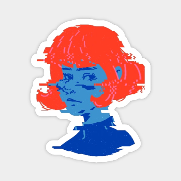 Annie the Red Bob Girl Magnet by 45 Creative Club