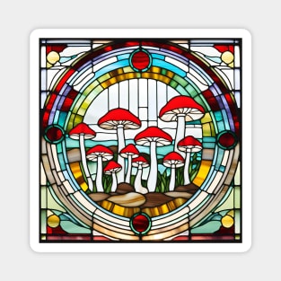 Carmine Mushroom Stained Glass Magnet