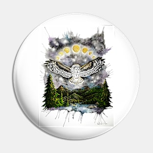 Owl Moonlight Lake Pin