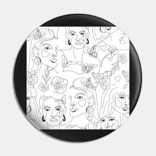 Minimalist Woman Line Illustration Pin