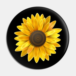 Mandala Sunflower Yellow Petals Perfect Classic Pattern Pin