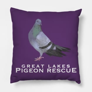 Great Lakes Pigeon Rescue Mascot - White Letters Pillow