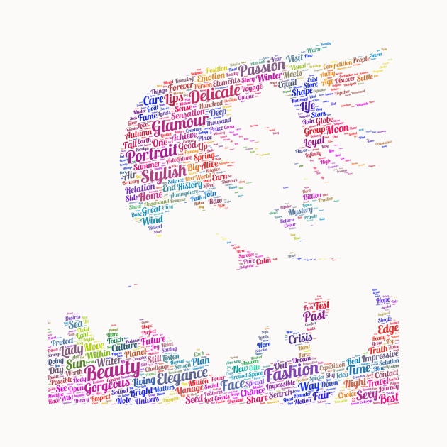 Portrait Woman Lady Silhouette Shape Text Word Cloud by Cubebox