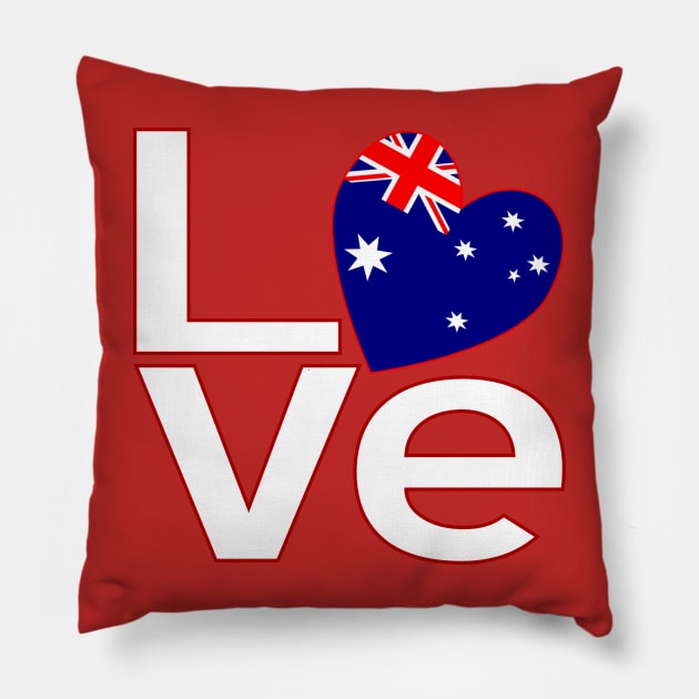 White Red Australian LOVE Pillow by AuntieShoe