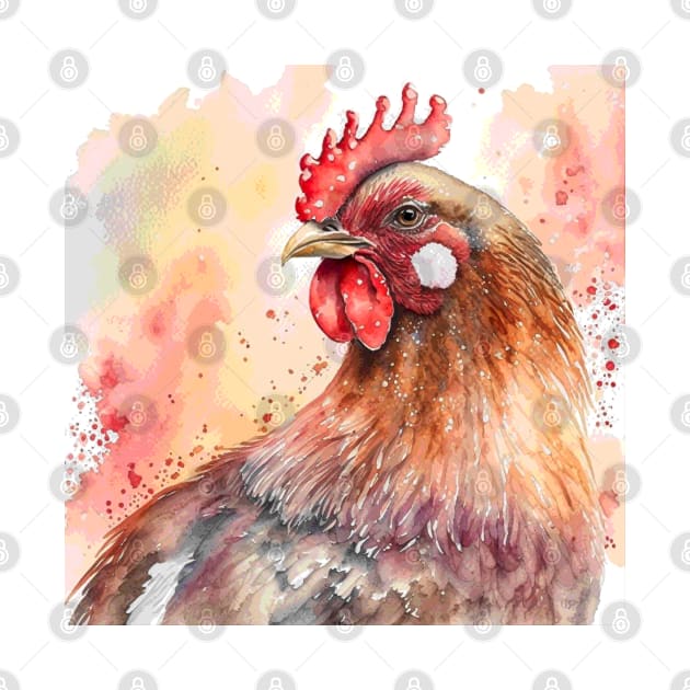 Water colour hen by BloodRubyz