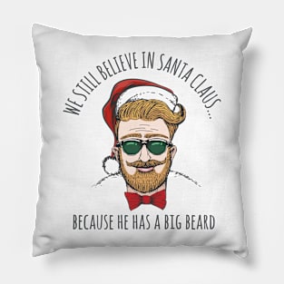 Hipster in Santa Claus Hat Pillow