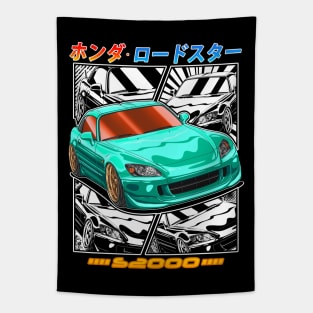 Green Honda S2000 Roadster Street Racing Tapestry