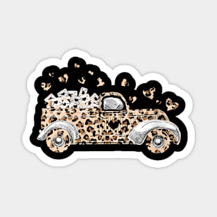 Buffalo Leopard Truck With Hearts Valentine's Day Magnet