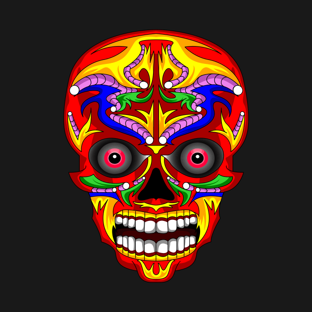 Cool Colorful Skull Head Art by SNstore