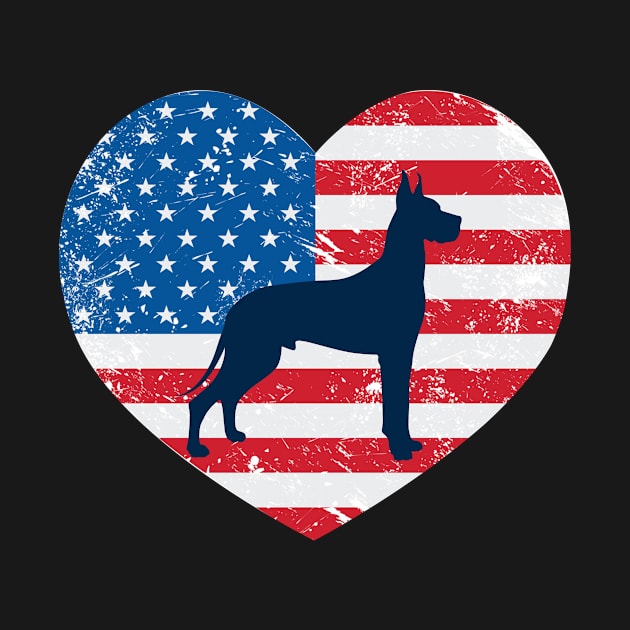 American Flag Heart Love Great Dane Usa Patriotic 4Th Of July by JaroszkowskaAnnass