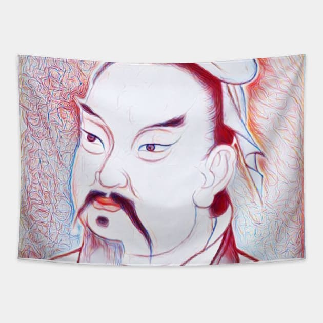 Sun Tzu Portrait | Sun Tzu Artwork | Line Art 3 Tapestry by JustLit