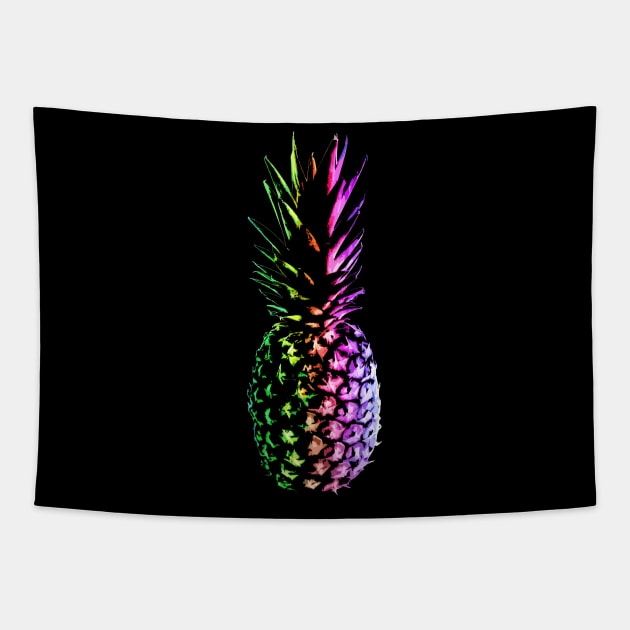 Rainbow Pineapple Tapestry by robotface