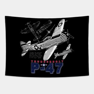 P-47 Thunderbolt USAF Vintage Aircraft Tapestry
