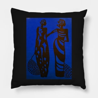 Fashionable African Ladies with Fishing Nets Pillow