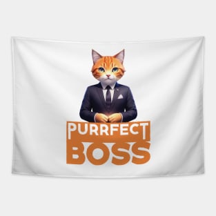 Just a Purrfect Boss Funny Cat 2 Tapestry