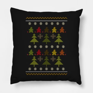 Christmas Sweater Board Game Meeples - Board Games Design - Gaming Art Pillow