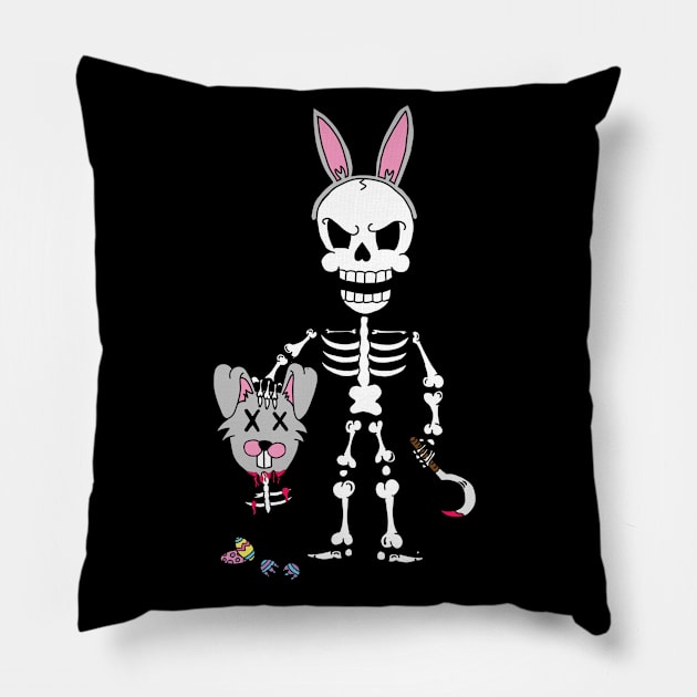 Grim Reaper Killed The Easter Bunny Pillow by Rogue Ramblers