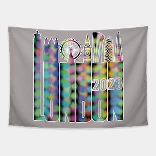 London Skyline 2023 - Bright lightz Tapestry