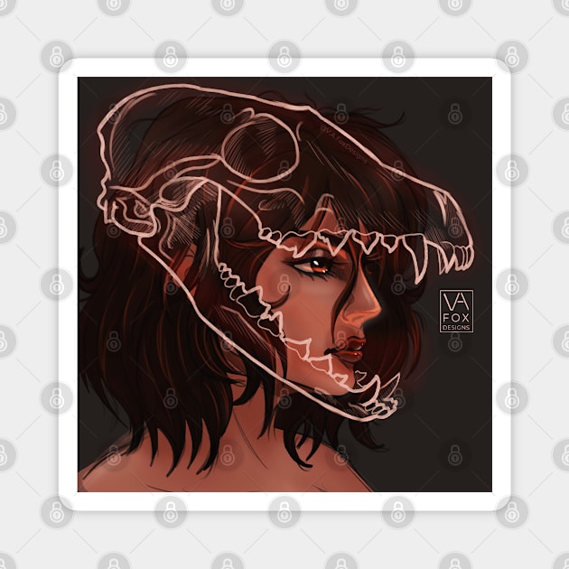 Fox Skull Lady Magnet by V.A. Fox Designs