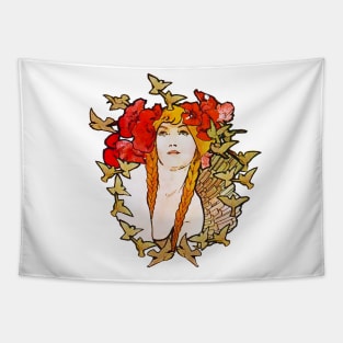 Art Nouveau Bird Girl Tapestry