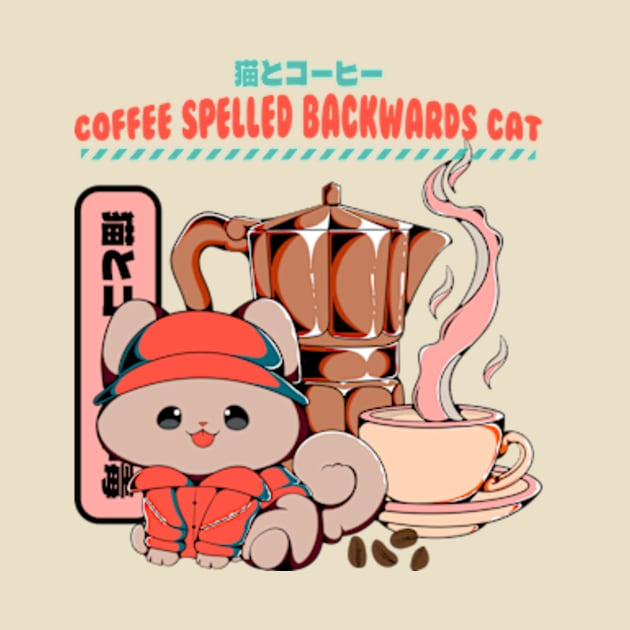 Coffee Spelled Backwards Cat by Oiyo