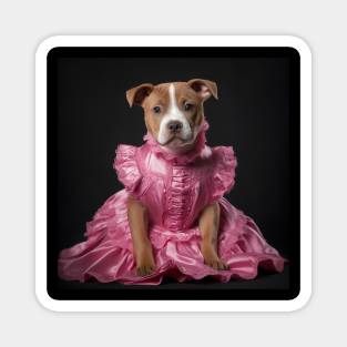 Staffy In Pink Dress Magnet