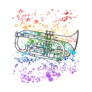 Cornet Rainbow Colours Cornetist Brass Musician T-Shirt