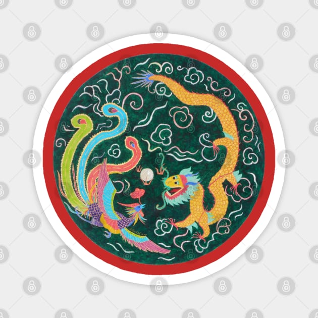 Dragon and Phoenix Magnet by DebiCady