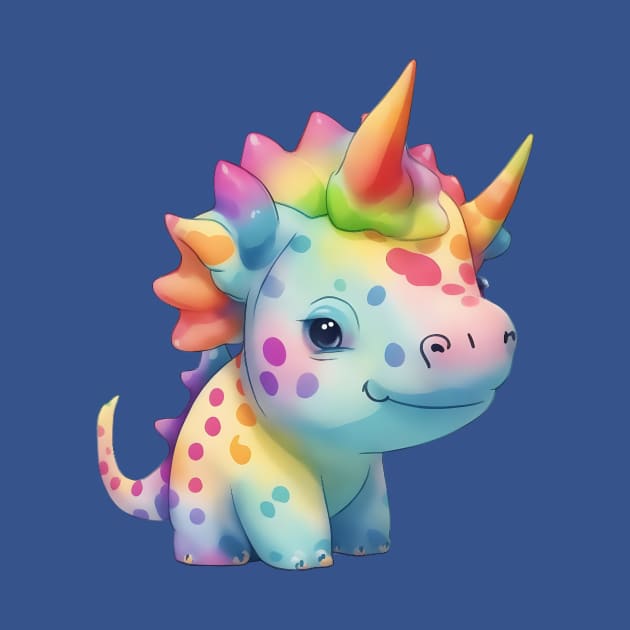 Cute Triceratops Polkadot by Sally Honey