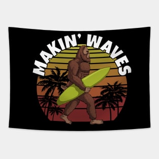 Bigfoot Makin' Waves Tapestry