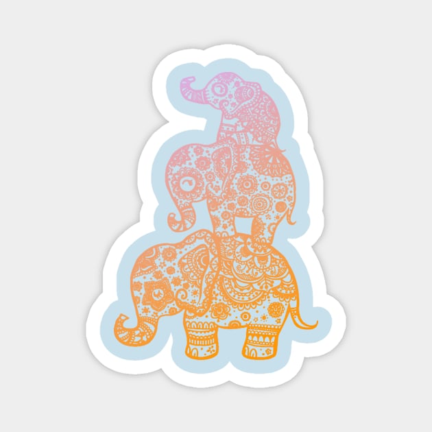 Elephant Family in Color Magnet by Lil-Salt