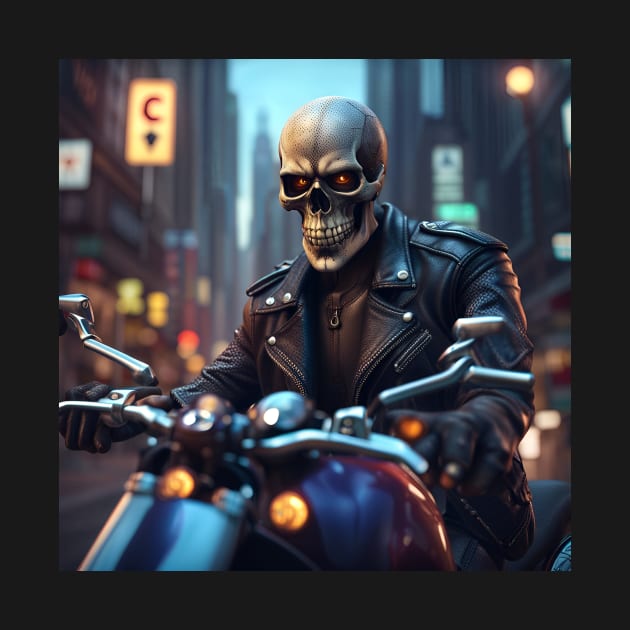 Mr. Skull and His Motorcycle by SmartPufferFish