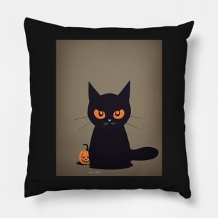 cat halloween mini dark Pillow