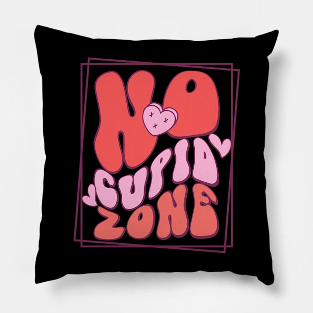 No Cupid Zone Love Sucks Anti Love Anti Valentines Day Pillow by Pop Cult Store