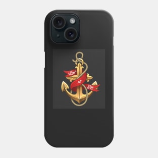 Emblem of golden Anchor and red banner Phone Case