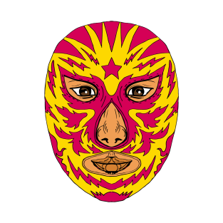 Luchador Mask Star Lightning Bolt Drawing T-Shirt